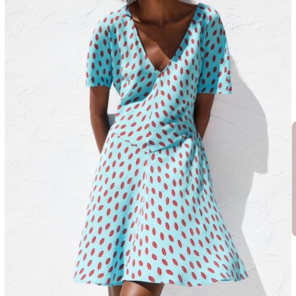 NWT ZARA LIP PRINT DRESS SMALL
